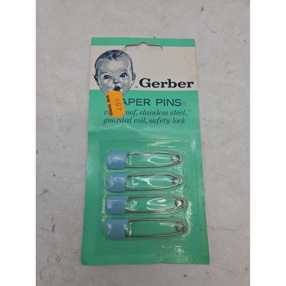 Vintage Gerber Diaper Pins 4 Count Blue 1991 Model 6156 New In Package NIB Set